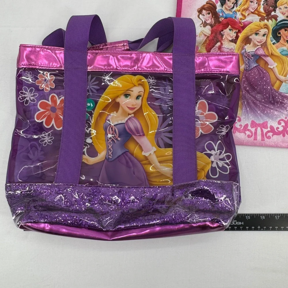 Vintage Disney Store Rapunzel Purple Glitter Swim Tote & Princess Reusable Bag